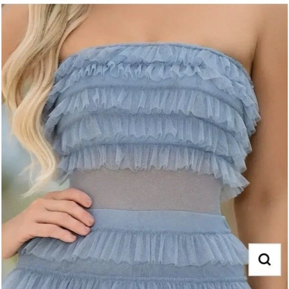 GEORGIA MINI DRESS - SMOKY BLUE- VELVI- Xsmall - Picture 3 of 14